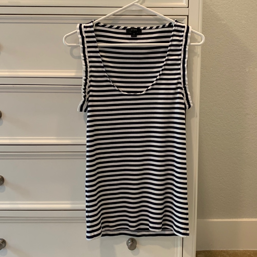 J. Crew striped ruffle tank top